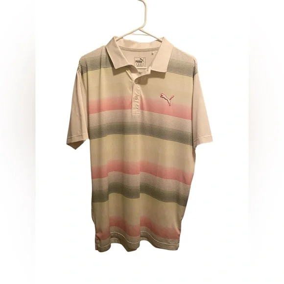 Puma Men's Striped Polo Shirt - Size Medium. Good condition - Picture 1 of 6